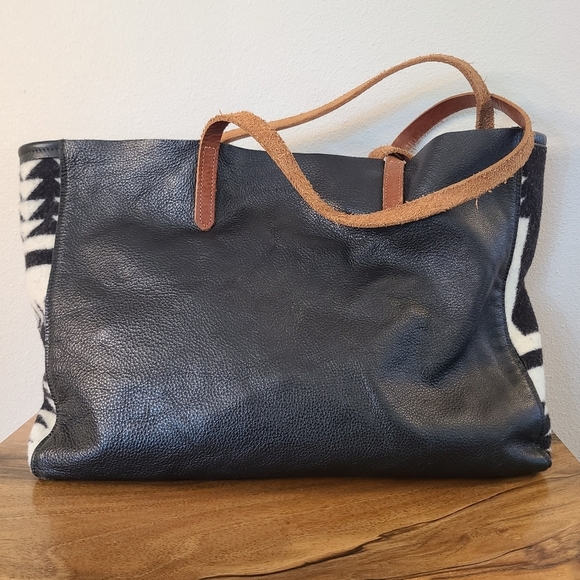 Future Glory Handbags - Future Glory Walking Rock Leather & Pendleton Wool Tote Bag